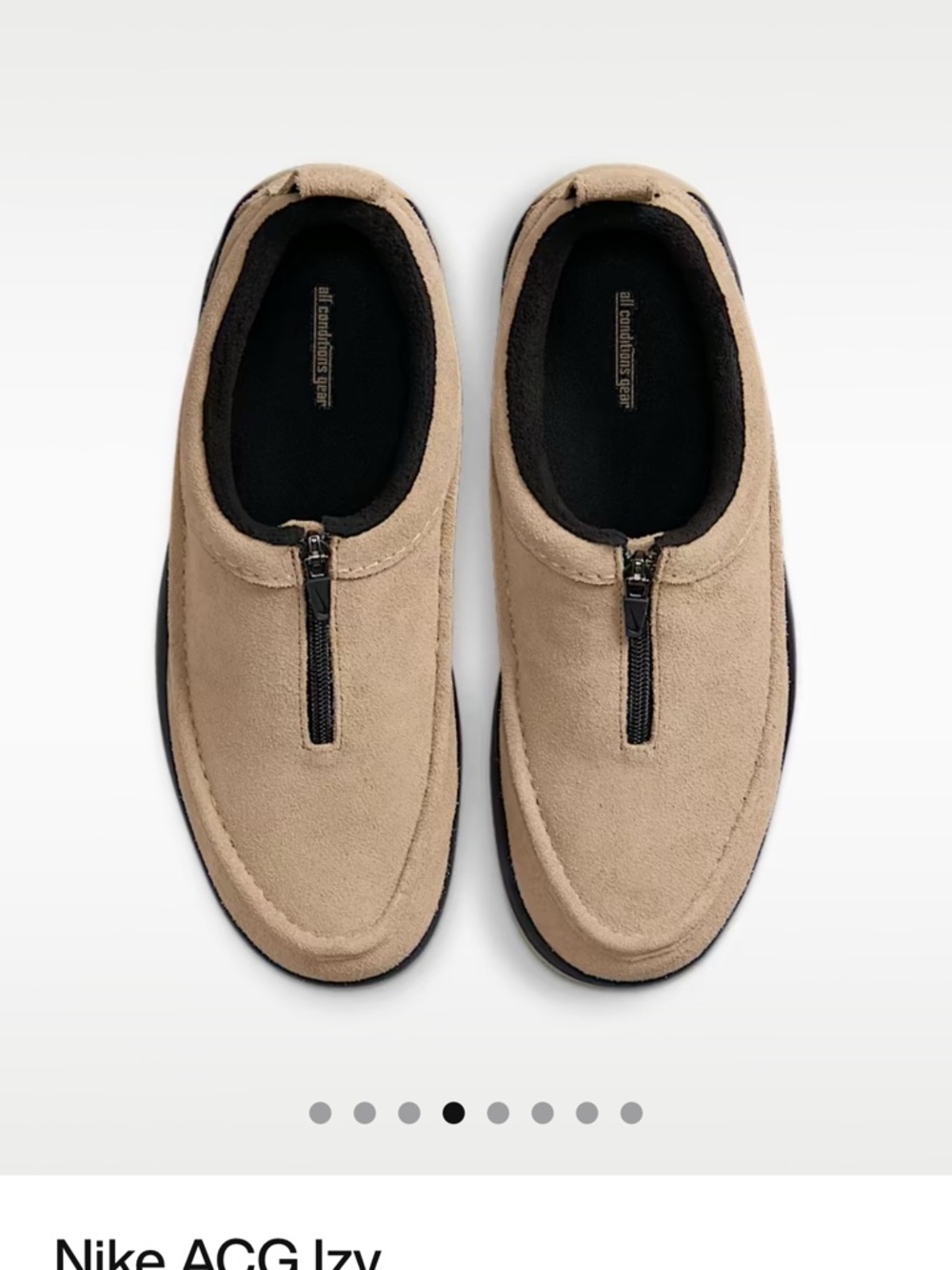 Nike Men's Tan Suede Zip-Front Slip-On Loafers